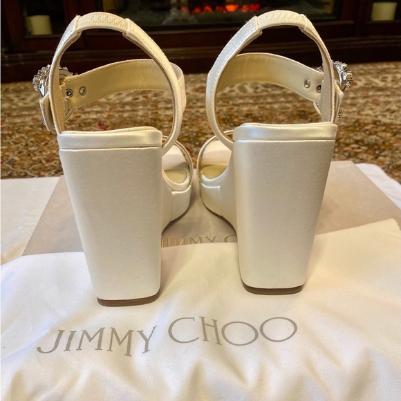 Jimmy Choo 
Mirabelle Satin Wedge Sandals - Picture 8 of 9